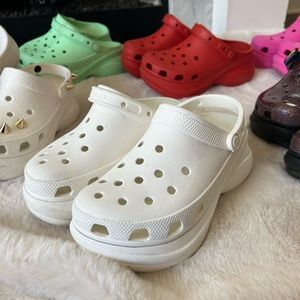 White Crocs Bae platform crocs clogs AS IS